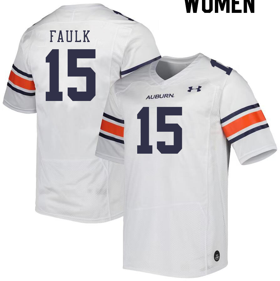 Women #15 Keldric Faulk Auburn Tigers College Football Jerseys Stitched-White